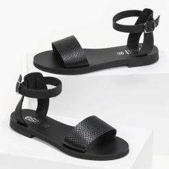 Πέδιλα δερμάτινα ίσια με Pattern Tfp - Μαύρο 10 Πέδιλα δερμάτινα ίσια με Pattern Tfp - Μαύρο -Σανδάλια κατάστημα estil dermatina isia pedila me pattern fidi 91273 kik0