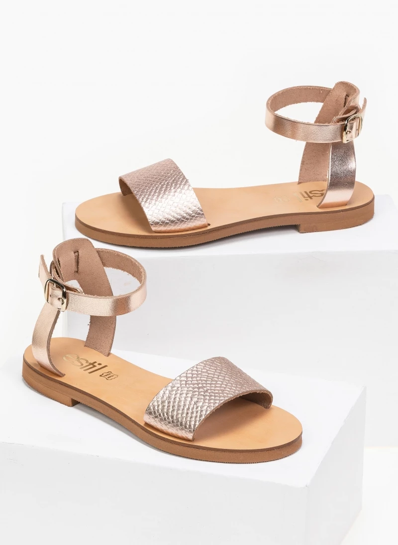 Πέδιλα δερμάτινα ίσια με Pattern Tfp - Χαλκός 6 Πέδιλα δερμάτινα ίσια με Pattern Tfp - Χαλκός - Image 4