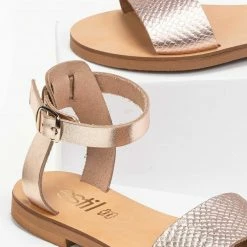 Πέδιλα δερμάτινα ίσια με Pattern Tfp - Χαλκός 12 Πέδιλα δερμάτινα ίσια με Pattern Tfp - Χαλκός -Σανδάλια κατάστημα estil dermatina isia pedila me pattern fidi 91275 mkm9