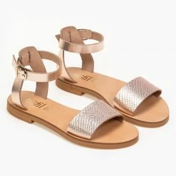 Πέδιλα δερμάτινα ίσια με Pattern Tfp - Χαλκός 10 Πέδιλα δερμάτινα ίσια με Pattern Tfp - Χαλκός -Σανδάλια κατάστημα estil dermatina isia pedila me pattern fidi 91275 nd7x