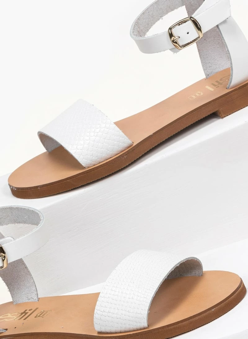 Πέδιλα δερμάτινα ίσια με Pattern Tfp - Λευκό 7 Πέδιλα δερμάτινα ίσια με Pattern Tfp - Λευκό - Image 5