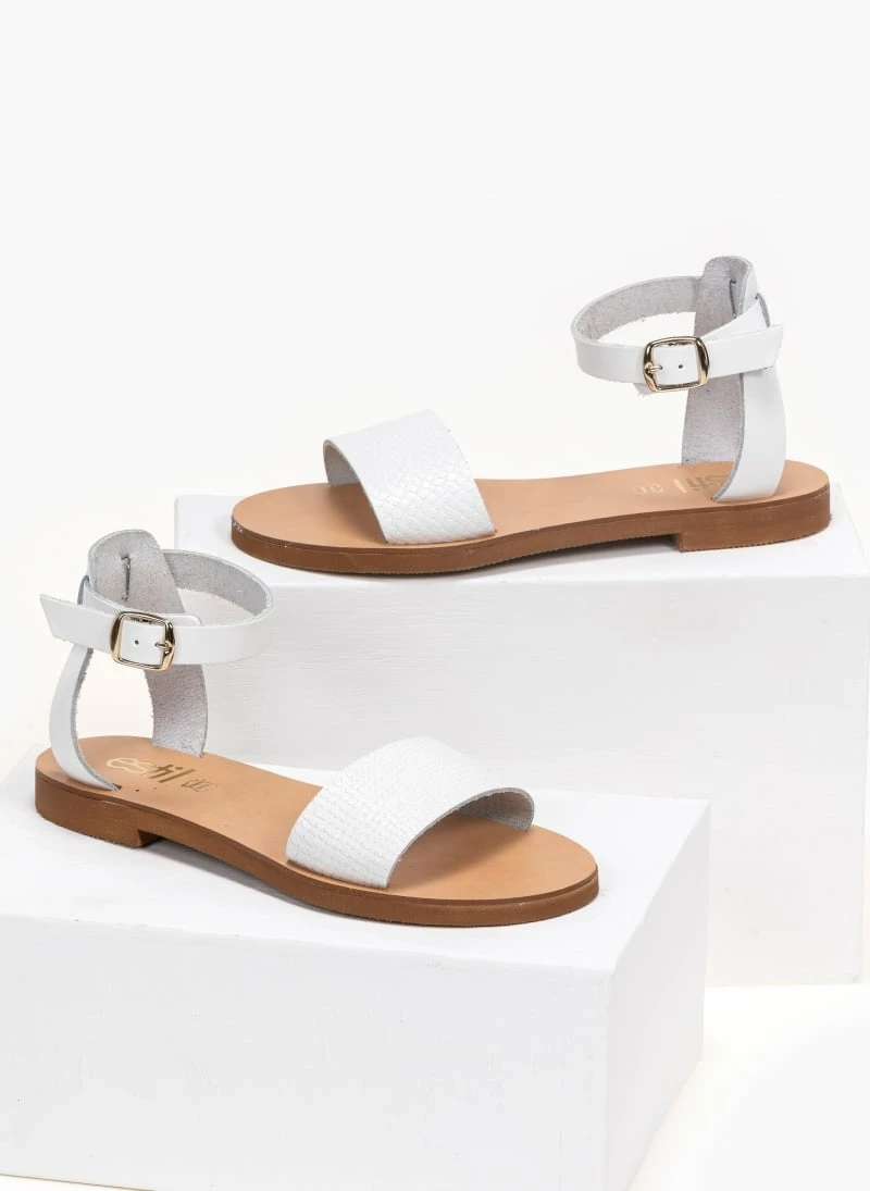 Πέδιλα δερμάτινα ίσια με Pattern Tfp - Λευκό 6 Πέδιλα δερμάτινα ίσια με Pattern Tfp - Λευκό - Image 4