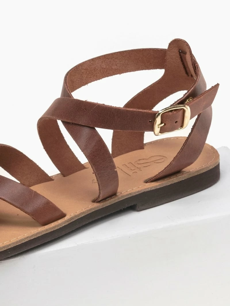 Πέδιλα δερμάτινα Estil με χιαστί σχέδιο - Ταμπά 4 Πέδιλα δερμάτινα Estil με χιαστί σχέδιο - Ταμπά - Image 2