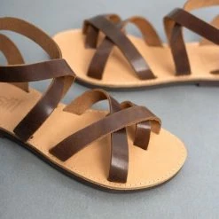 Πέδιλα δερμάτινα Estil με χιαστί σχέδιο - Καφέ 11 Πέδιλα δερμάτινα Estil με χιαστί σχέδιο - Καφέ -Σανδάλια κατάστημα estil dermatina isia pedila me xiasti sxedio 93565 rr04