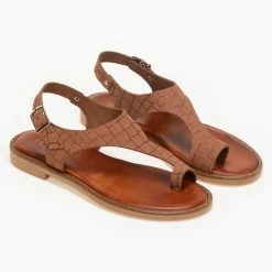 Πέδιλα Estil δερμάτινα κροκό φλατ - Ταμπά 7 Πέδιλα Estil δερμάτινα κροκό φλατ - Ταμπά -Σανδάλια κατάστημα estil dermatina kroko flat pedila 91148 r5zm