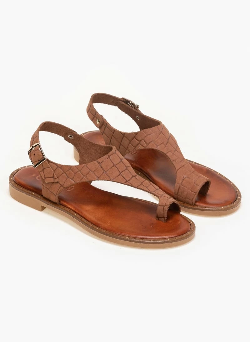 Πέδιλα Estil δερμάτινα κροκό φλατ - Ταμπά 4 Πέδιλα Estil δερμάτινα κροκό φλατ - Ταμπά - Image 2