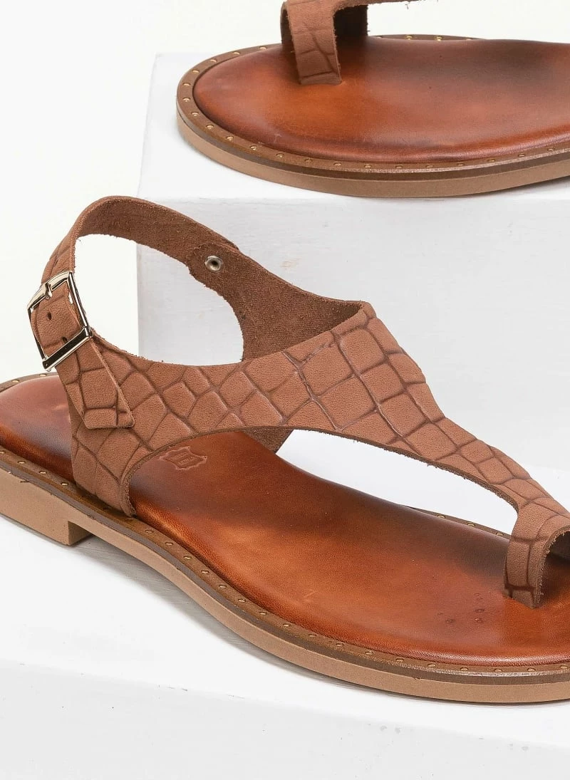 Πέδιλα Estil δερμάτινα κροκό φλατ - Ταμπά 5 Πέδιλα Estil δερμάτινα κροκό φλατ - Ταμπά - Image 3