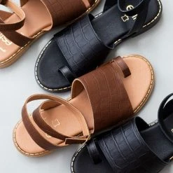 Πέδιλα Estil δερμάτινα κροκό ίσια - Ταμπά -Σανδάλια κατάστημα estil dermatina kroko isia pedila 92579 f0h8