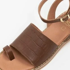 Πέδιλα Estil δερμάτινα κροκό ίσια - Ταμπά -Σανδάλια κατάστημα estil dermatina kroko isia pedila 92579 wf80