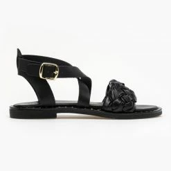 Πέδιλα Estil δερμάτινα με πλεκτή φάσα - Μαύρο 9 Πέδιλα Estil δερμάτινα με πλεκτή φάσα - Μαύρο -Σανδάλια κατάστημα estil dermatina pedila me plekti fasa 89307 0hal