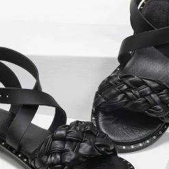 Πέδιλα Estil δερμάτινα με πλεκτή φάσα - Μαύρο 7 Πέδιλα Estil δερμάτινα με πλεκτή φάσα - Μαύρο -Σανδάλια κατάστημα estil dermatina pedila me plekti fasa 89307 palv