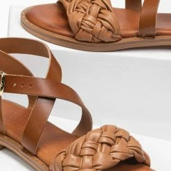 Πέδιλα Estil δερμάτινα με πλεκτή φάσα - Ταμπά 7 Πέδιλα Estil δερμάτινα με πλεκτή φάσα - Ταμπά -Σανδάλια κατάστημα estil dermatina pedila me plekti fasa 89308 kchy