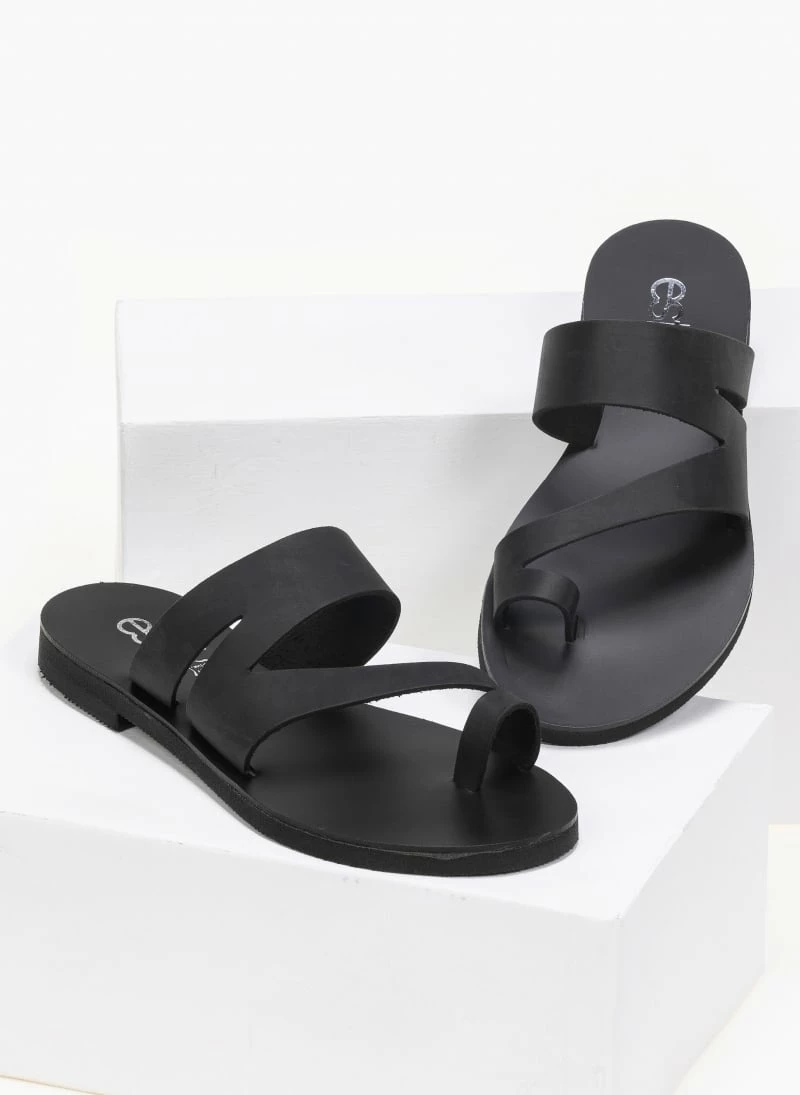 Σανδάλια Estil δερμάτινα με άνοιγμα στο πλάι - Μαύρο 3 Σανδάλια Estil δερμάτινα με άνοιγμα στο πλάι - Μαύρο