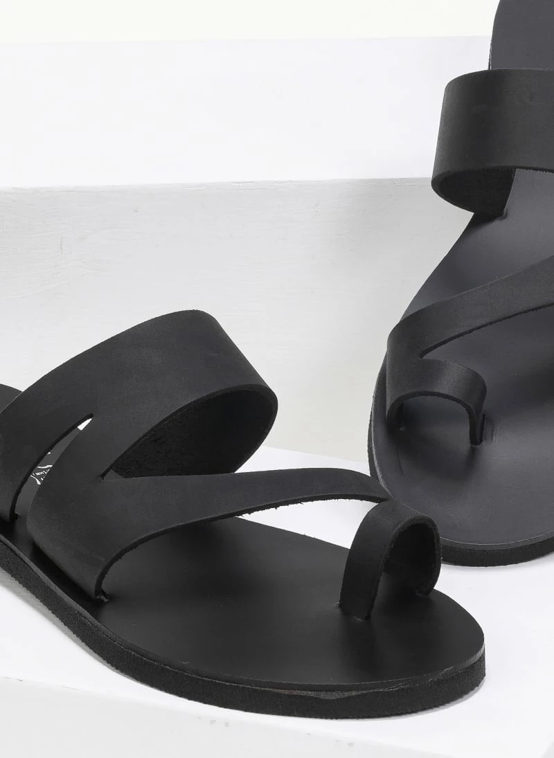 Σανδάλια Estil δερμάτινα με άνοιγμα στο πλάι - Μαύρο 4 Σανδάλια Estil δερμάτινα με άνοιγμα στο πλάι - Μαύρο - Image 2