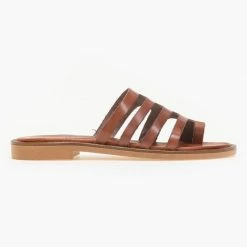 Estil δερμάτινα σανδάλια με κοψίματα στη φάσα - Ταμπά -Σανδάλια κατάστημα estil dermatina sandalia me kopsimata sti fasa 91405 knaf