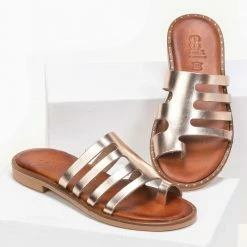 Estil δερμάτινα σανδάλια με κοψίματα στη φάσα - Χαλκός -Σανδάλια κατάστημα estil dermatina sandalia me kopsimata sti fasa 91406 ybb4