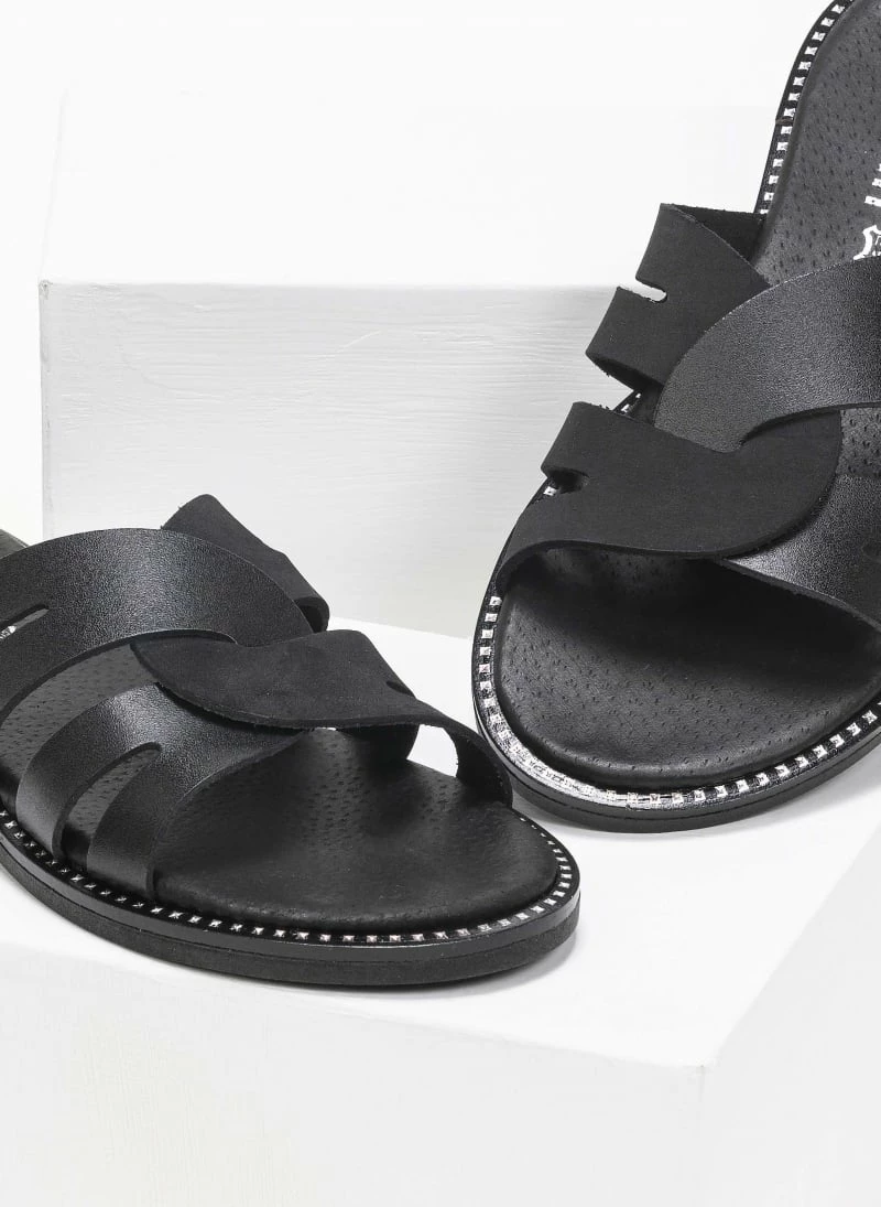 Σανδάλια δερμάτινα Estil με περαστές φάσες - Μαύρο 4 Σανδάλια δερμάτινα Estil με περαστές φάσες - Μαύρο - Image 2