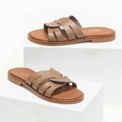 Σανδάλια δερμάτινα Estil με περαστές φάσες - Μπεζ -Σανδάλια κατάστημα estil dermatina sandalia me perastes fases 91163 e3wu