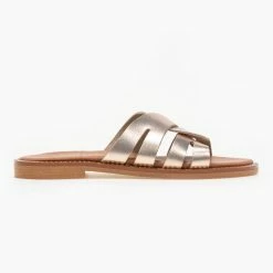 Σανδάλια δερμάτινα Estil με περαστές φάσες - Χρυσό -Σανδάλια κατάστημα estil dermatina sandalia me perastes fases 91165 a4ks