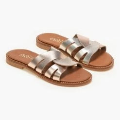 Σανδάλια δερμάτινα Estil με περαστές φάσες - Χρυσό -Σανδάλια κατάστημα estil dermatina sandalia me perastes fases 91165 i9jm