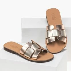 Σανδάλια Estil δερμάτινα με περαστή φάσα - Χαλκός -Σανδάλια κατάστημα estil dermatina sandalia me perasti fasa 91751 nbte