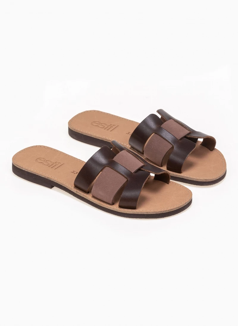 Σανδάλια Estil δερμάτινα με περαστή φάσα - Καφέ 5 Σανδάλια Estil δερμάτινα με περαστή φάσα - Καφέ - Image 3