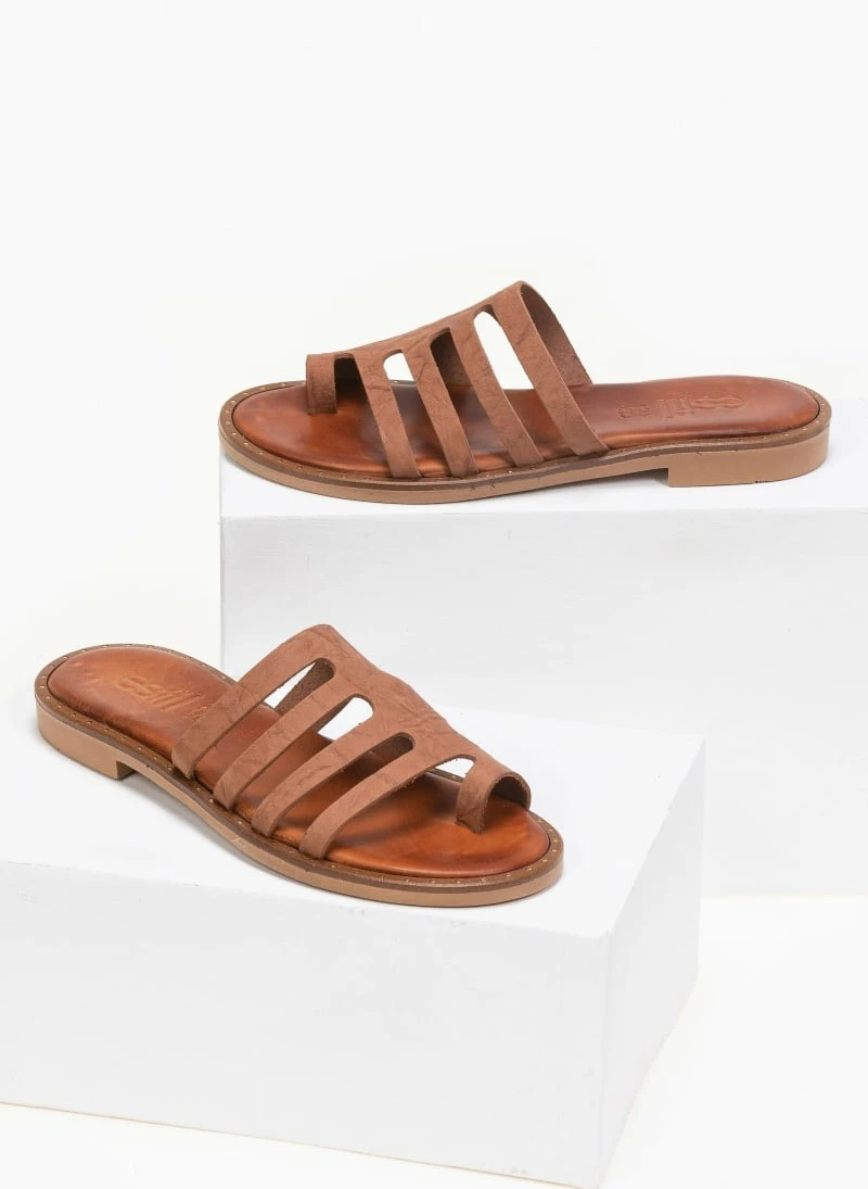 Σανδάλια Estil δερμάτινα με τσαλακωτό Pattern - Ταμπά 3 Σανδάλια Estil δερμάτινα με τσαλακωτό Pattern - Ταμπά