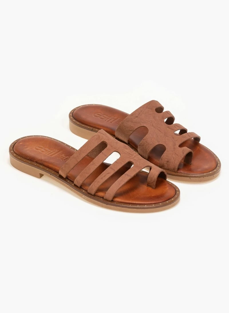 Σανδάλια Estil δερμάτινα με τσαλακωτό Pattern - Ταμπά 5 Σανδάλια Estil δερμάτινα με τσαλακωτό Pattern - Ταμπά - Image 3