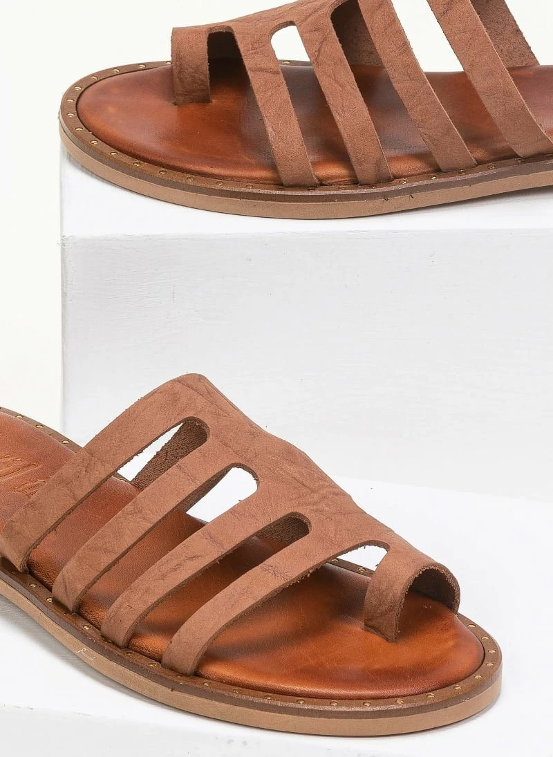 Σανδάλια Estil δερμάτινα με τσαλακωτό Pattern - Ταμπά 4 Σανδάλια Estil δερμάτινα με τσαλακωτό Pattern - Ταμπά - Image 2