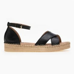 Σανδάλια Estil δερμάτινα με χιαστί φάσες - Μαύρο -Σανδάλια κατάστημα estil dermatina sandalia me xiasti fases 89797 wgjk