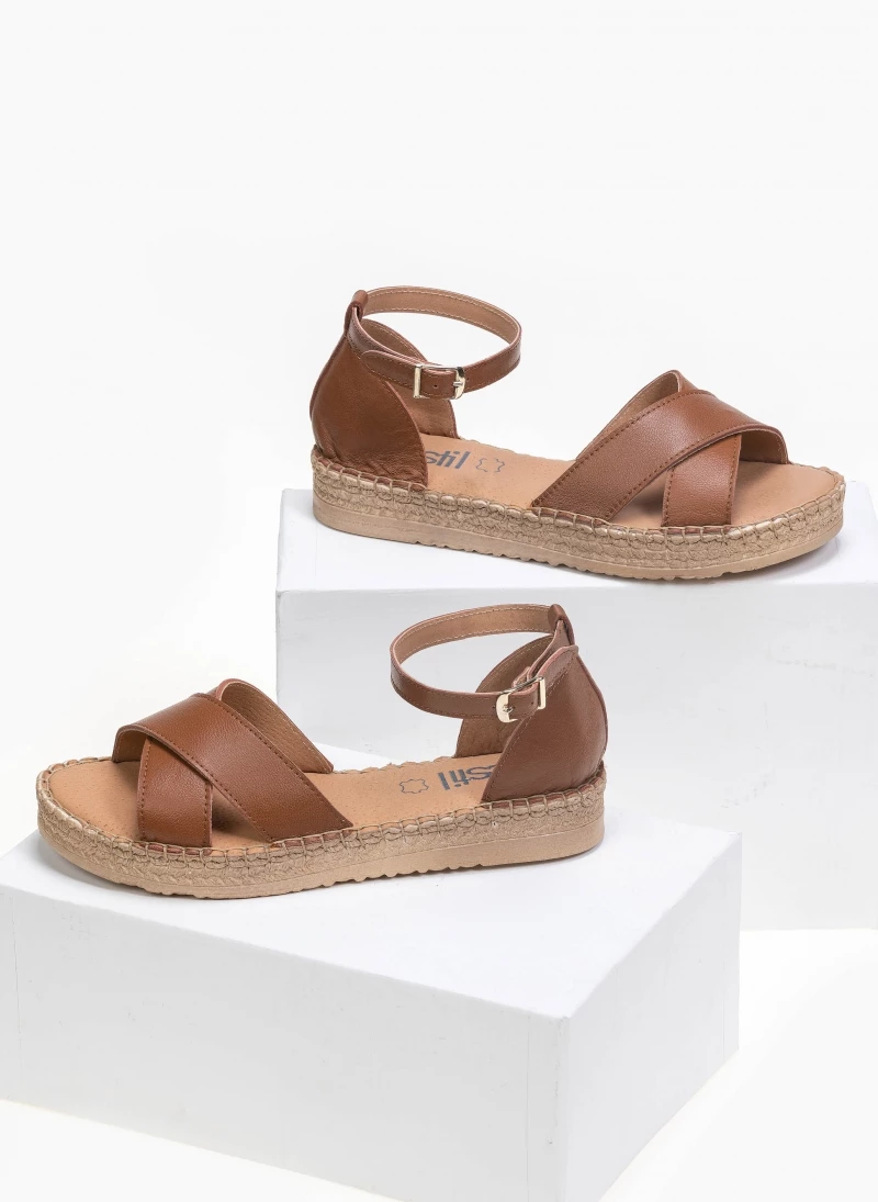 Σανδάλια Estil δερμάτινα με χιαστί φάσες - Ταμπά 4 Σανδάλια Estil δερμάτινα με χιαστί φάσες - Ταμπά - Image 2