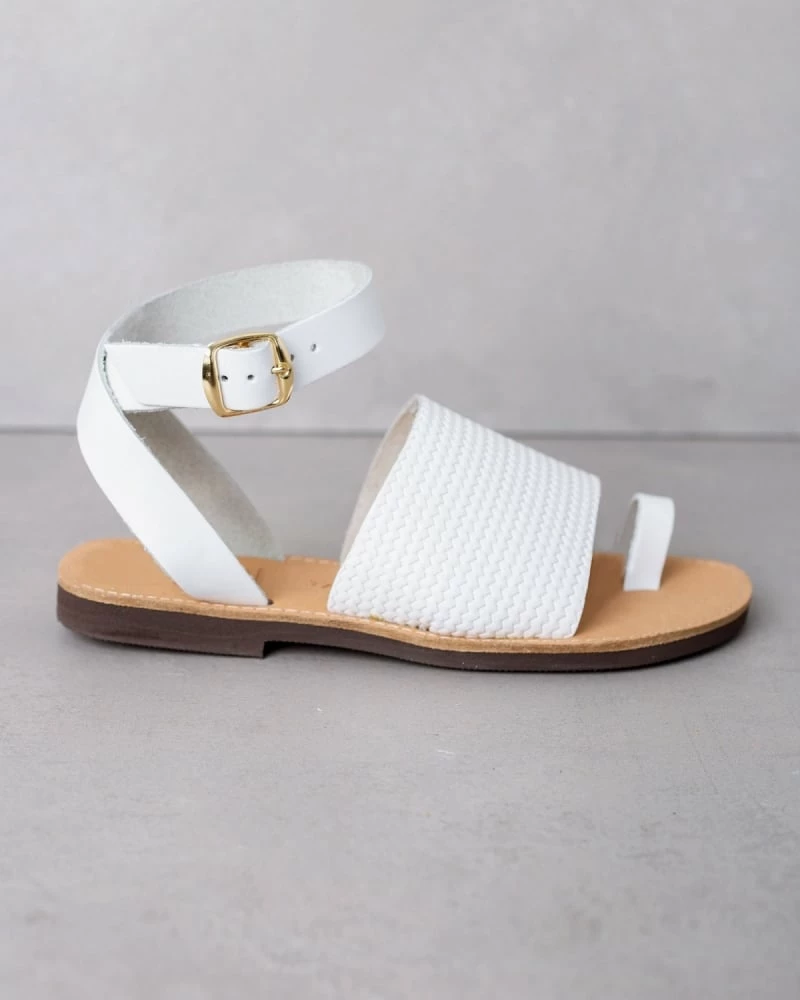 Estil φλατ πέδιλα με σχέδιο ψάθα - Λευκό 9 Estil φλατ πέδιλα με σχέδιο ψάθα - Λευκό - Image 7