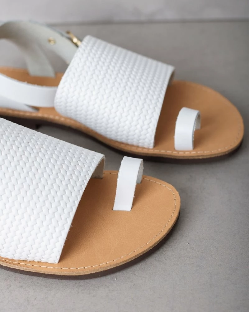 Estil φλατ πέδιλα με σχέδιο ψάθα - Λευκό 10 Estil φλατ πέδιλα με σχέδιο ψάθα - Λευκό - Image 8
