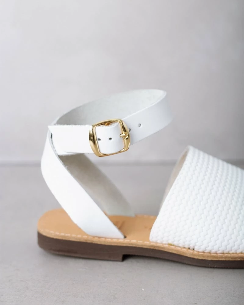 Estil φλατ πέδιλα με σχέδιο ψάθα - Λευκό 8 Estil φλατ πέδιλα με σχέδιο ψάθα - Λευκό - Image 6