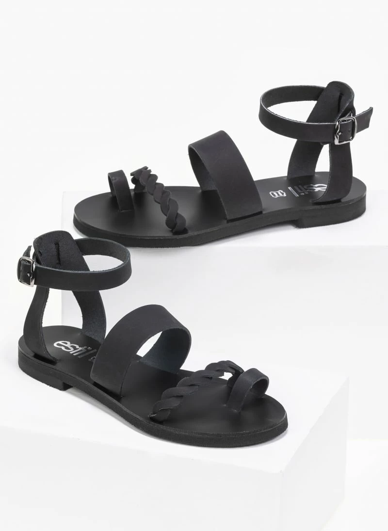 Πέδιλα δερμάτινα Estil Nubuck - Μαύρο 4 Πέδιλα δερμάτινα Estil Nubuck - Μαύρο - Image 2