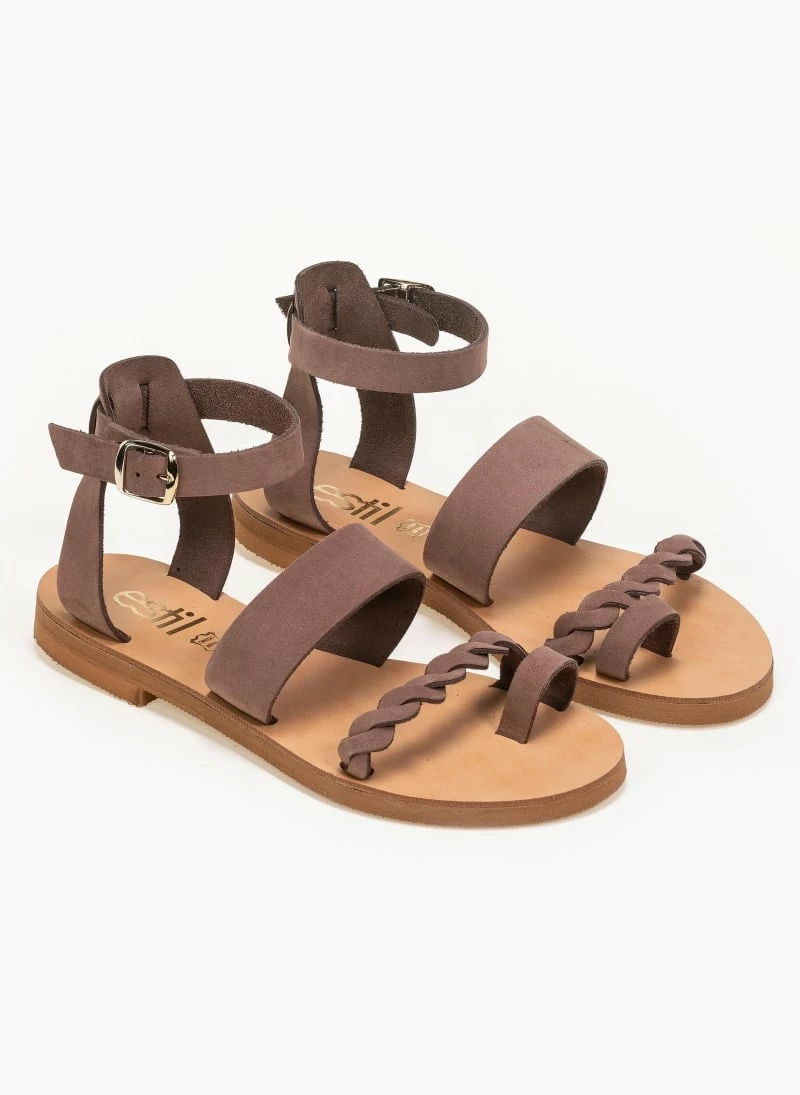 Πέδιλα δερμάτινα Estil Nubuck - Πούρο 4 Πέδιλα δερμάτινα Estil Nubuck - Πούρο - Image 2