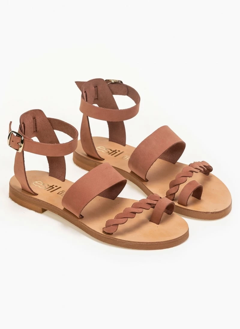 Πέδιλα δερμάτινα Estil Nubuck - Κεραμιδί 5 Πέδιλα δερμάτινα Estil Nubuck - Κεραμιδί - Image 3