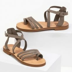 Πέδιλα φλατ Estil Nubuck - Λαδί 7 Πέδιλα φλατ Estil Nubuck - Λαδί -Σανδάλια κατάστημα estil nubuck flat pedila 91366 mwkj