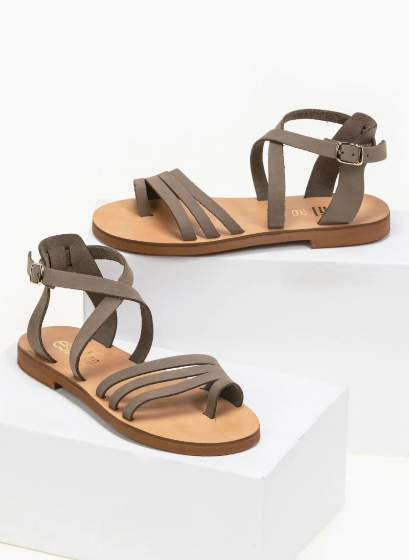 Πέδιλα φλατ Estil Nubuck - Λαδί 4 Πέδιλα φλατ Estil Nubuck - Λαδί - Image 2