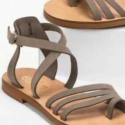 Πέδιλα φλατ Estil Nubuck - Λαδί 8 Πέδιλα φλατ Estil Nubuck - Λαδί -Σανδάλια κατάστημα estil nubuck flat pedila 91366 xjbk