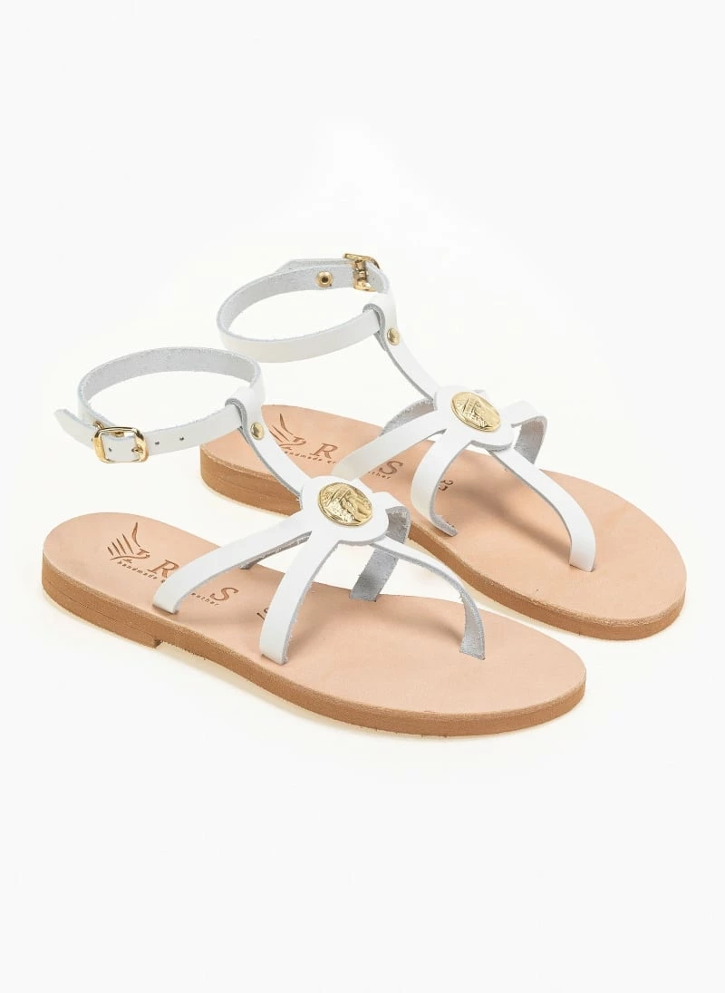 IRIS Πέδιλα δερμάτινα φλατ με μπαρέτα - Λευκό 5 IRIS Πέδιλα δερμάτινα φλατ με μπαρέτα - Λευκό - Image 3