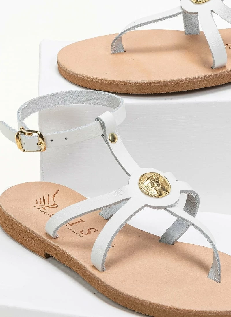 IRIS Πέδιλα δερμάτινα φλατ με μπαρέτα - Λευκό 9 IRIS Πέδιλα δερμάτινα φλατ με μπαρέτα - Λευκό - Image 7