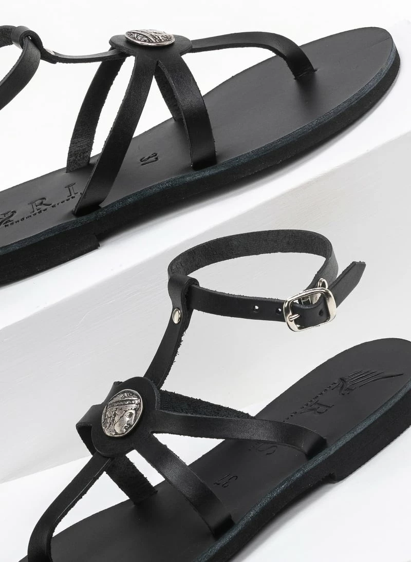 IRIS Πέδιλα δερμάτινα φλατ με μπαρέτα - Μαύρο 5 IRIS Πέδιλα δερμάτινα φλατ με μπαρέτα - Μαύρο - Image 3