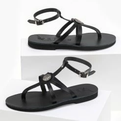 IRIS Πέδιλα δερμάτινα φλατ με μπαρέτα - Μαύρο 10 IRIS Πέδιλα δερμάτινα φλατ με μπαρέτα - Μαύρο -Σανδάλια κατάστημα flat dermatina pedila me mpareta 90607 fpfc