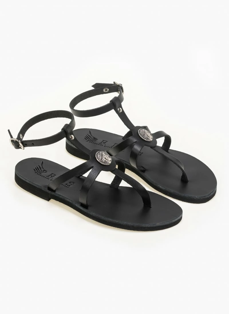 IRIS Πέδιλα δερμάτινα φλατ με μπαρέτα - Μαύρο 7 IRIS Πέδιλα δερμάτινα φλατ με μπαρέτα - Μαύρο - Image 5