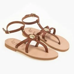 IRIS Πέδιλα δερμάτινα φλατ με μπαρέτα - Καφέ 11 IRIS Πέδιλα δερμάτινα φλατ με μπαρέτα - Καφέ -Σανδάλια κατάστημα flat dermatina pedila me mpareta 90608 7npi