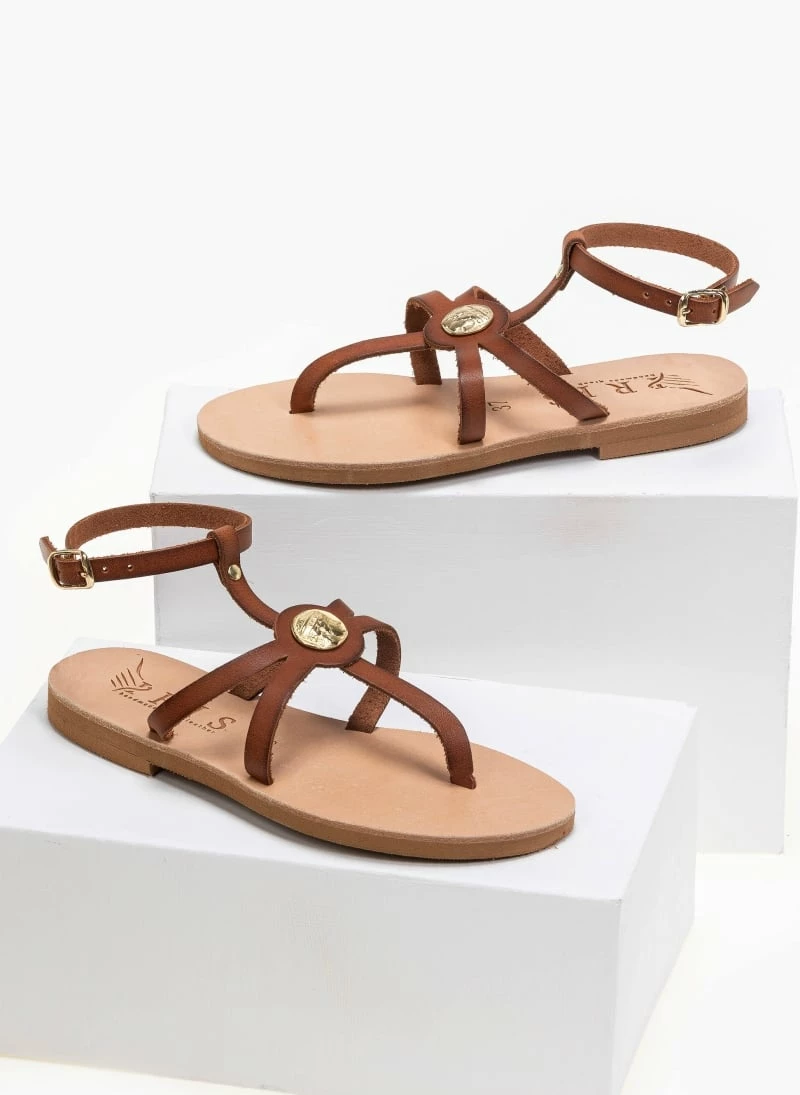 IRIS Πέδιλα δερμάτινα φλατ με μπαρέτα - Καφέ 9 IRIS Πέδιλα δερμάτινα φλατ με μπαρέτα - Καφέ - Image 7