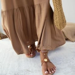 IRIS Πέδιλα δερμάτινα φλατ με μπαρέτα - Καφέ 15 IRIS Πέδιλα δερμάτινα φλατ με μπαρέτα - Καφέ -Σανδάλια κατάστημα flat dermatina pedila me mpareta 90608 kegc