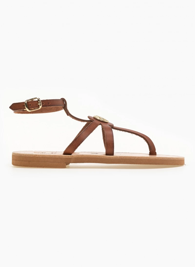 IRIS Πέδιλα δερμάτινα φλατ με μπαρέτα - Καφέ 6 IRIS Πέδιλα δερμάτινα φλατ με μπαρέτα - Καφέ - Image 4