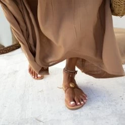 IRIS Πέδιλα δερμάτινα φλατ με μπαρέτα - Καφέ 14 IRIS Πέδιλα δερμάτινα φλατ με μπαρέτα - Καφέ -Σανδάλια κατάστημα flat dermatina pedila me mpareta 90608 xtda